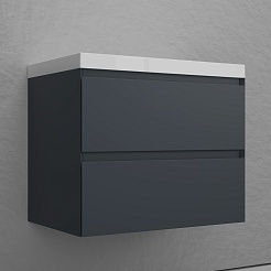 Style Line Тумба под раковину Манхэттен 70 Plus подвесная эмаль графит матовая – фотография-3